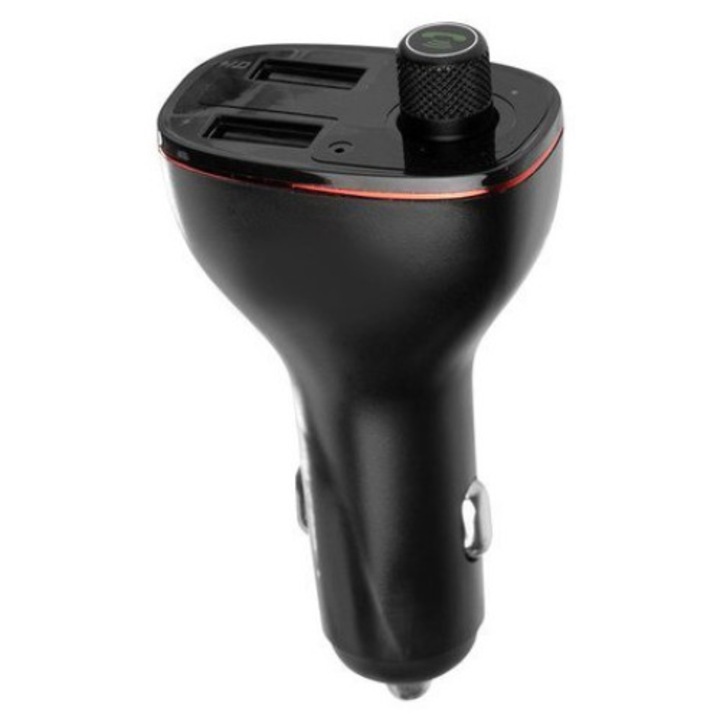 Bluetooth FM предавател/зарядно, Iso Trade, Алуминий/Пластмаса, USB, Черен
