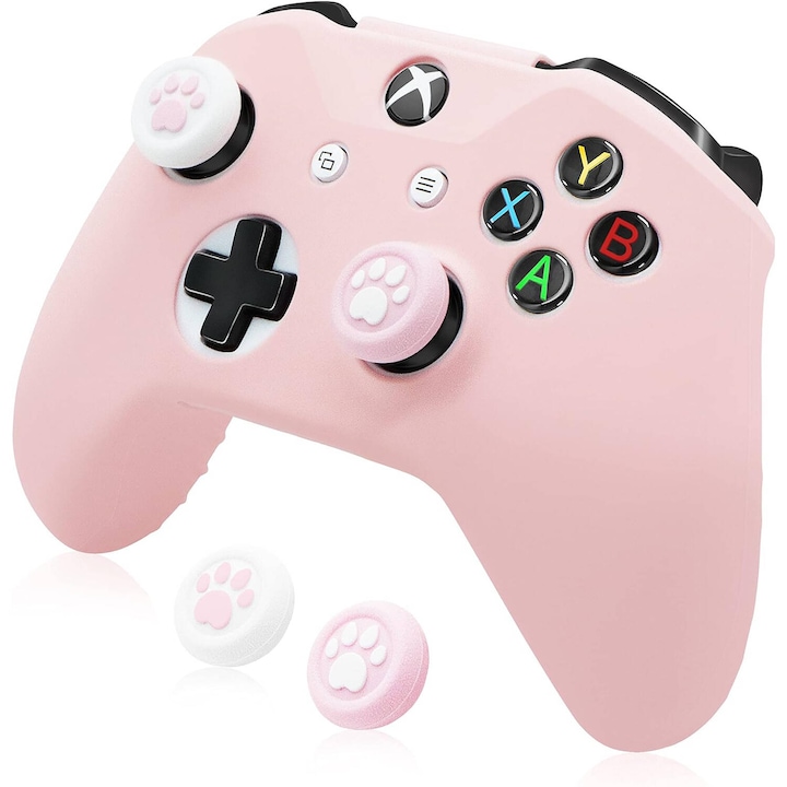 Gamepad burkolat, JESWO, szilikon, kompatibilis az Xbox One S/Xbox Series S/X konzollal, rózsaszín/fehér