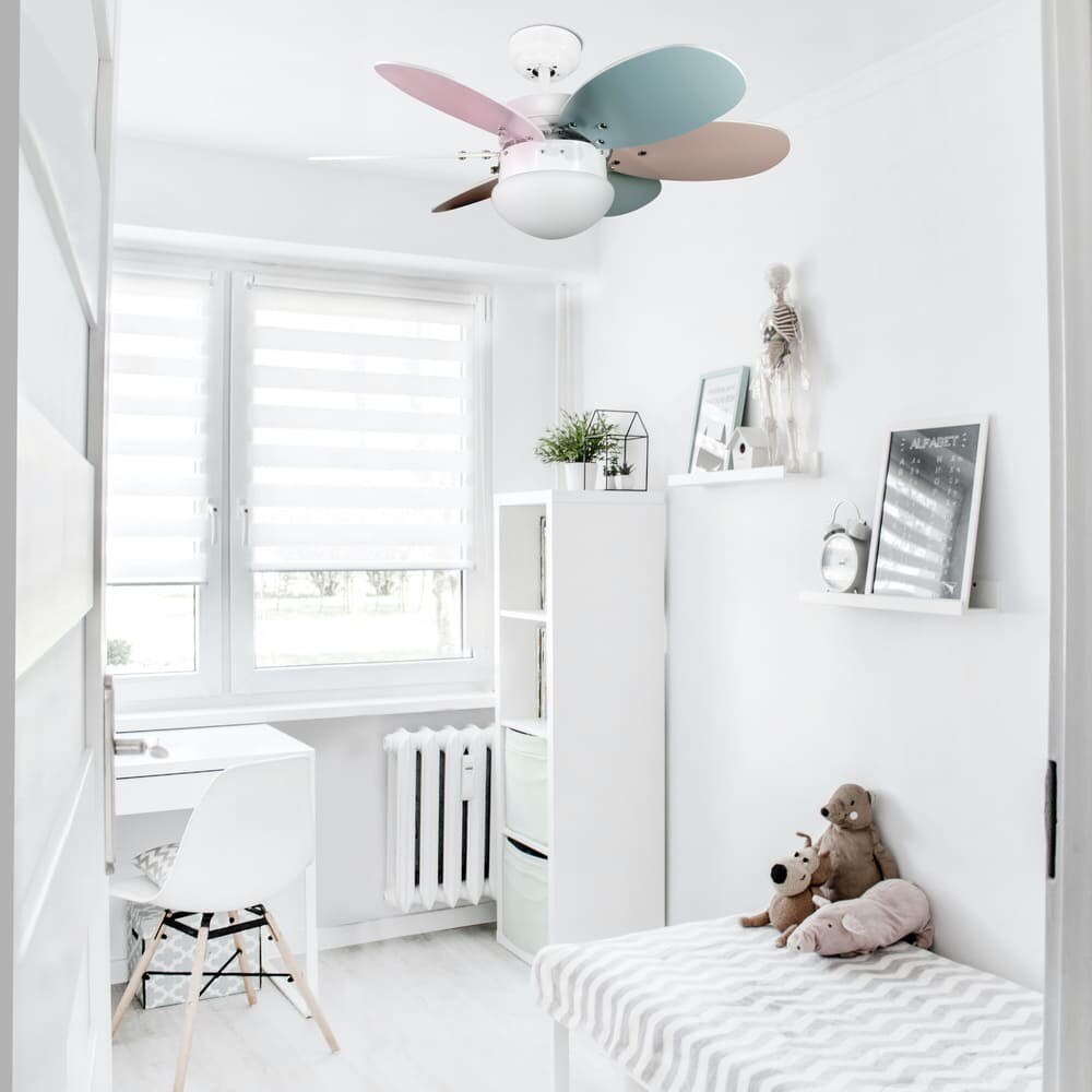 wonderlamp Ventilador de techo pequeño ø64cm silencioso LED Mancado Negro Roble CCT 3000-4000-6000K, Intensidad Regulable 20W