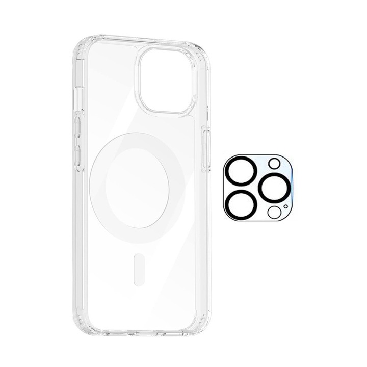 Комплект с прозрачно покритие MagSafe и фолио за стъкло на камерата, MorFansi, защита на задната камера, съвместим с Apple iPhone 15 Pro