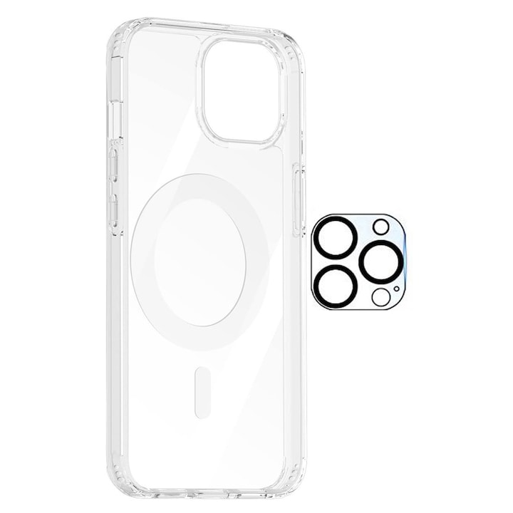 Комплект с MagSafe прозрачен калъф и фолио за стъкло на камерата, MorFansi, защита на задната камера, съвместим с Apple iPhone 15 Pro Max