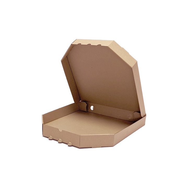 Set 50 bucati cutii pizza din carton microondul natur, 300x300x40 mm