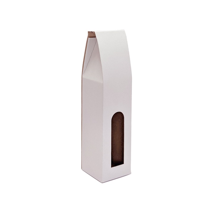 Set 3 bucati cutii pentru vin 1 sticla verticala, din carton microondul albit, 83x83x315 mm
