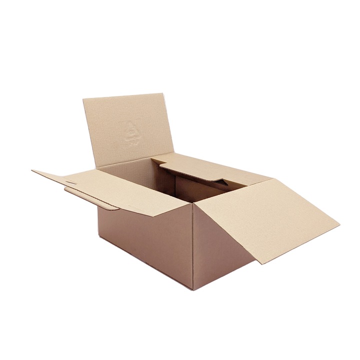 Set 10 bucati cutii pentru vin tip BAX, cu separator 6 sticle orizontale, din carton 3 straturi natur, 312x230x154 mm