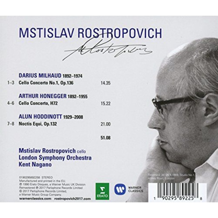 Mstislav Rostropovich & London Symphony Orchestra & Kent Nagano: Milhaud & Honneger: Cello Concertos [CD]