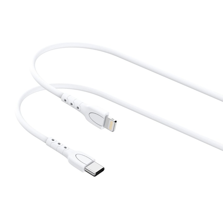 Cablu Lemontti Type-C la tip Lightning, 0.5m, Alb
