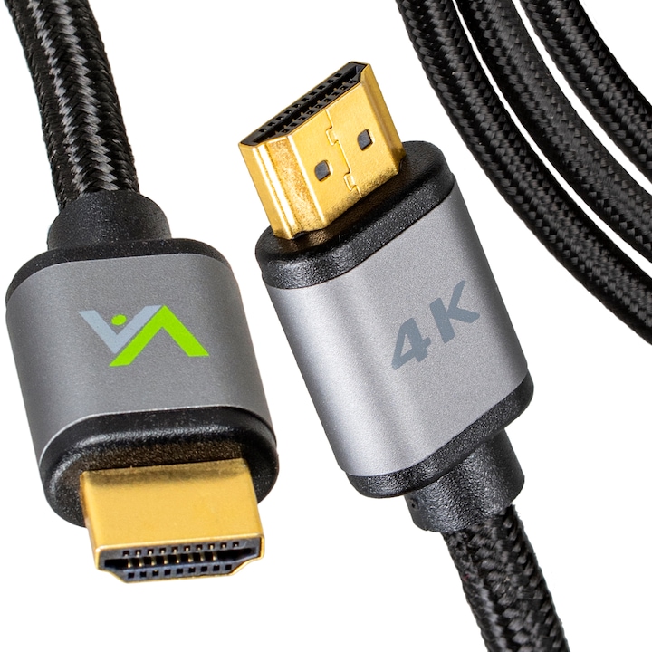 Vayox VA0009 HDMI 2.0 kábel 5M, 4K Ultra HD, 4K 60Hz Full HD 144Hz, kompatibilis a PS5 Xbox Series XS konzollal, OLED TV, arany bevonat, gubancmentes pamut borítás, fekete