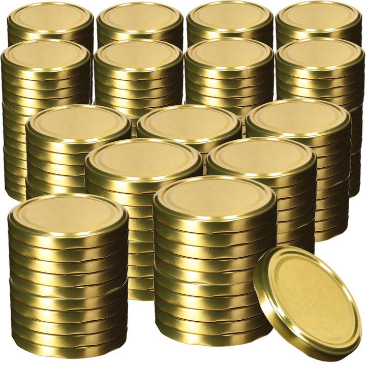 Set 200 capace metalice pentru borcane, Kadax, 100 mm, Auriu