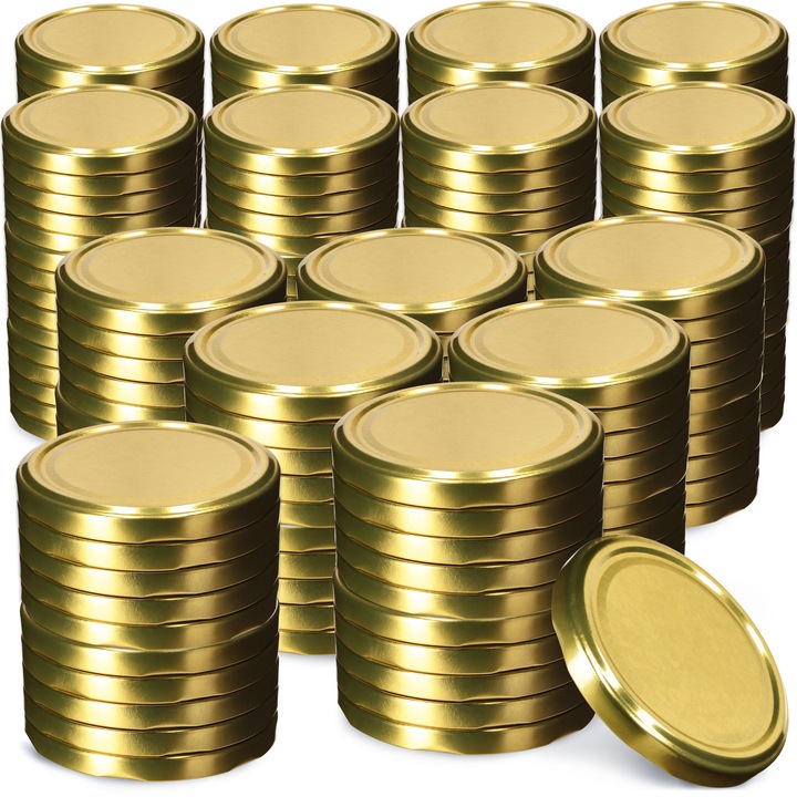 Set 200 capace pentru borcane, Kadax, Metal, 66 mm, Reutilizabil, Auriu