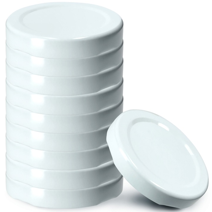 Set 10 capace, Kadax, Tabla, 33 mm, Alb