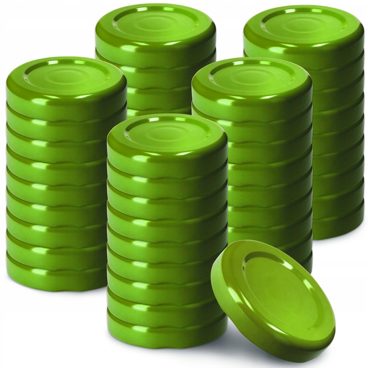 Set 50 capace pentru borcane, Kadax, Metal, 43 mm, Verde