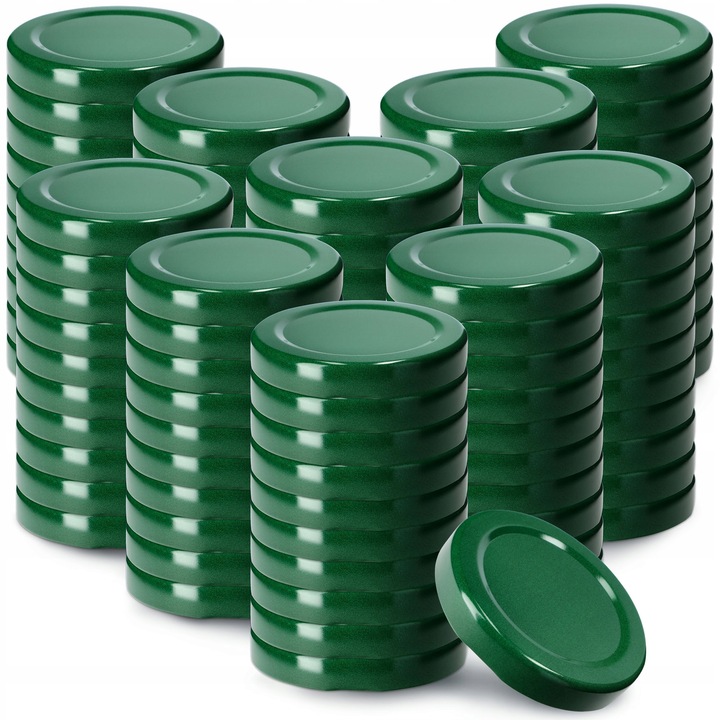 Set 100 capace metalice pentru borcane/sticle, KADAX, Verde, 53 mm