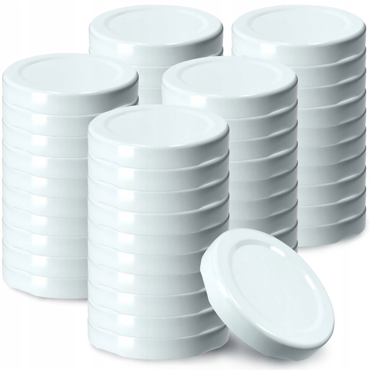 Set 50 capace pentru borcane/sticle, KADAX, Metal, Alb, 53 mm