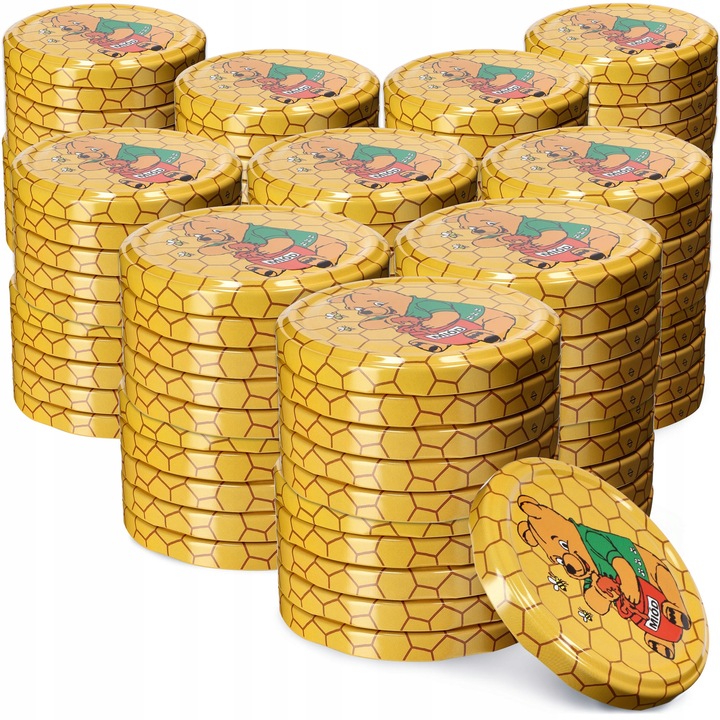 Set 100 capace pentru borcane, Kadax, Metal, 66 mm, Galben