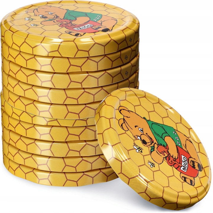 Set 10 capace metalice pentru borcane, KADAX, Portocaliu, 82 mm