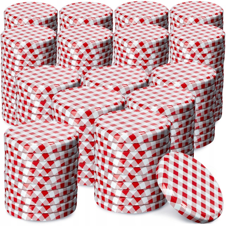 Set 200 capace borcane, Kadax, Metal, 82 mm, Alb/Rosu