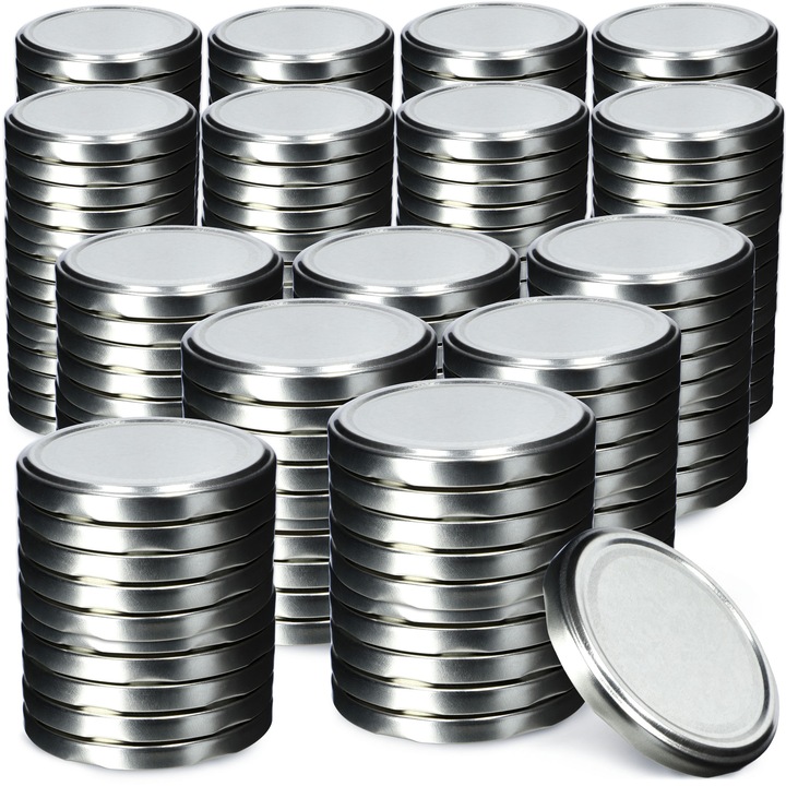 KADAX Capace metalice pentru borcane Valsta 200 buc 66mm argintiu