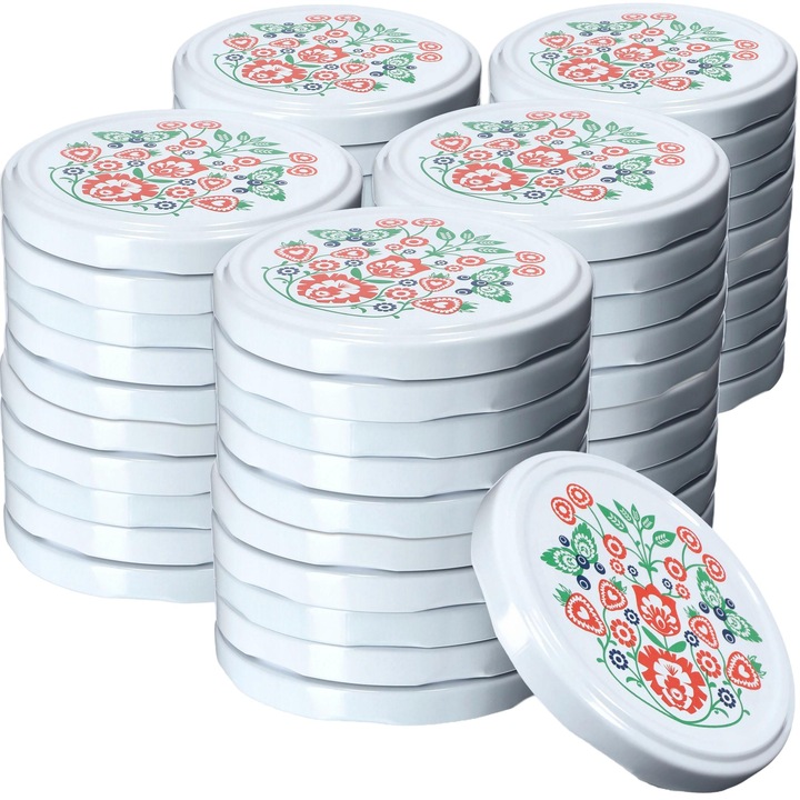 Set 50 capace pentru borcane, Kadax, Metal, 66 mm, Multicolor