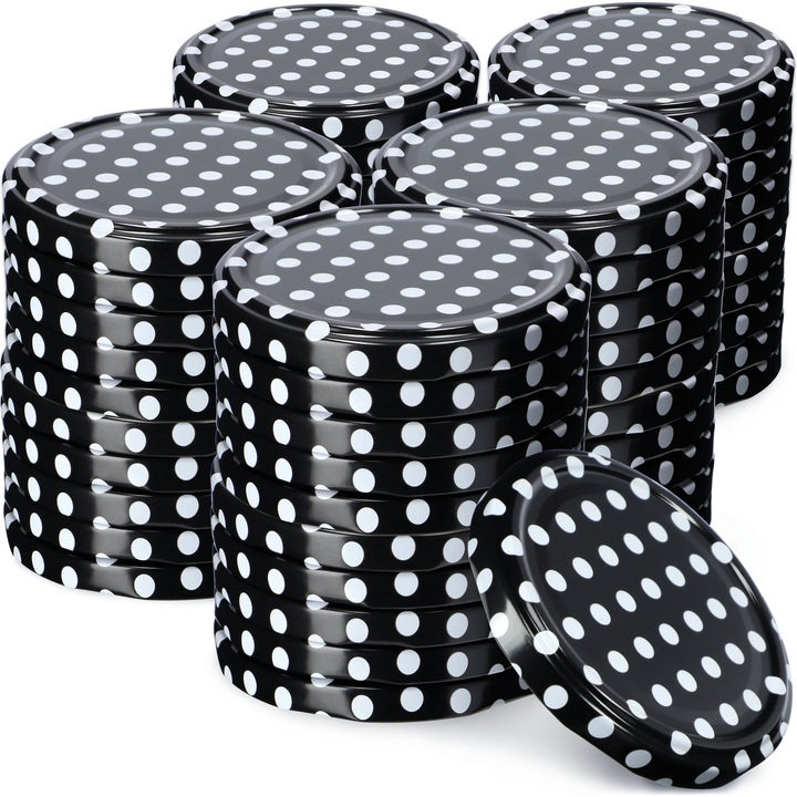 Set 50 capace Virbo, Kadax, Tabla, 82 mm, Negru/Alb