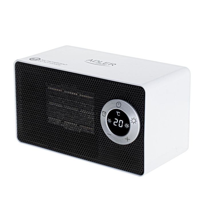 Керамичен въздушен нагревател, Adler, AD7746, преносим, с 2 нива на топлина, регулируем термостат и система за защита от прегряване, 700 W, 1000 W, бял/черен