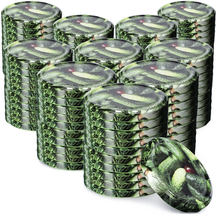 Set 100 capace metalice pentru borcane, KADAX, Multicolor, 82 mm