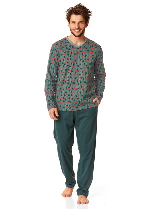 Hosszu ujju pizsama ferfiaknak, zold, Zöld, M