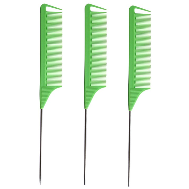 Pieptene cu coada de sobolan, verde, rezistent la caldura, pentru tuns si vopsit