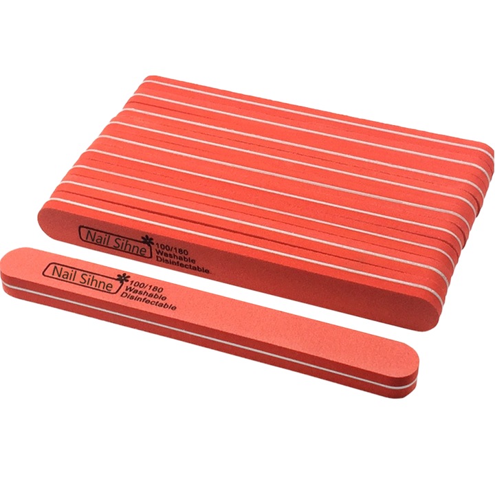 Set pile unghii, duble, pentru manichiura profesionala, portocaliu, 20 buc