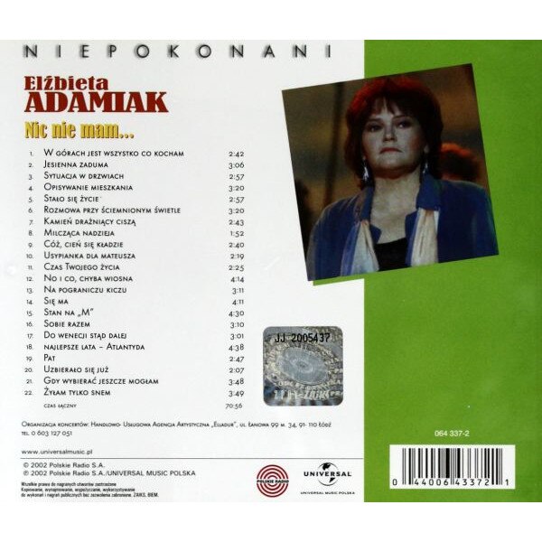 Elżbieta Adamiak: Nic Nie Mam ...(Niepokonani) [CD] - EMAG.bg