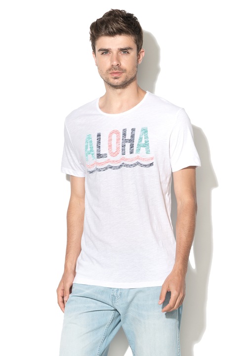 EDC by Esprit Tricou alb cu decolteu rotund XL