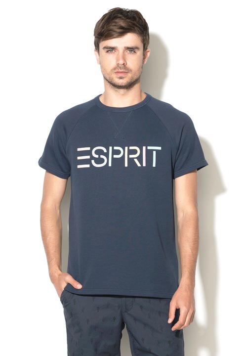 Esprit,Tricou bleumarin cu imprimeu si maneci scurte, Bleumarin, L