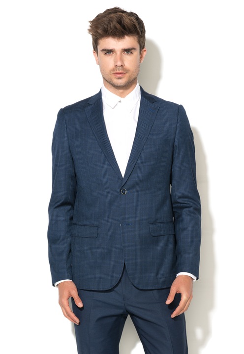 Zee Lane Collection Sacou albastru inchis cu model in carouri 48
