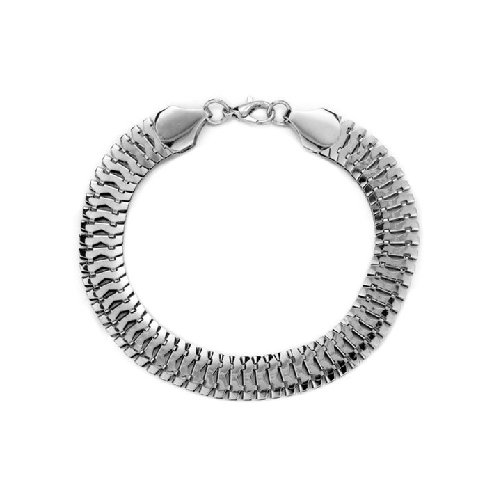 Bratara barbati Lerods cu zale metalice plate, argintiu