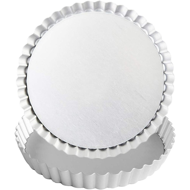 2 db QttvbTna sütőforma készlet, alumínium, kivehető, tapadásmentes, ezüst, 16x2,5 cm