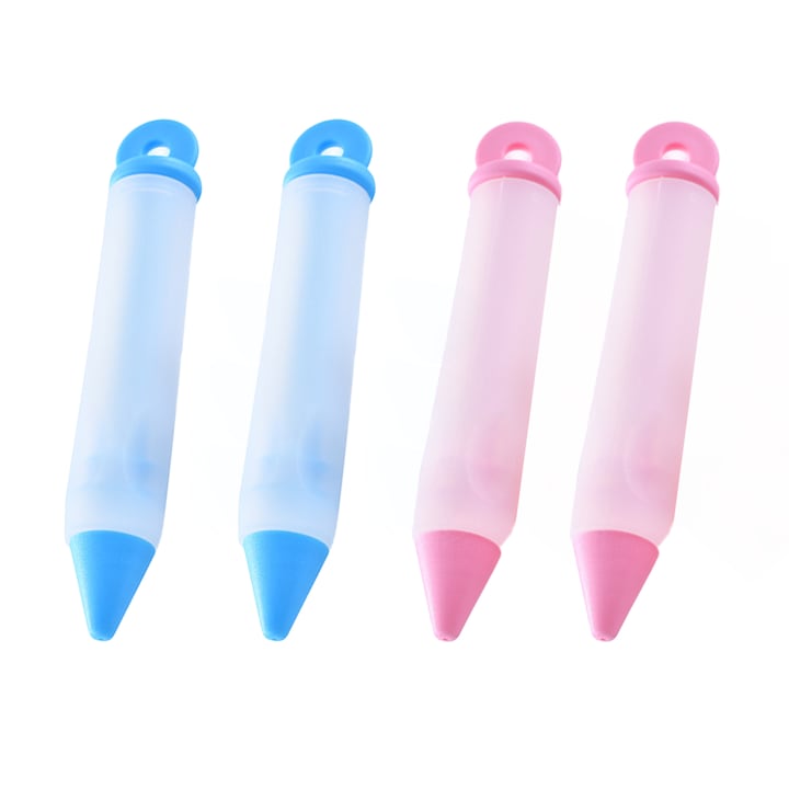 Set 4 ustensile decorare prajituri, silicon, multicolor, 14cm