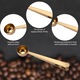 Lingura de cafea cu clema, otel inoxidabil 2 in 1, lingura de masurat macinata cu 1 lingura si clema pentru punga pentru cafea si ceai (aurie)