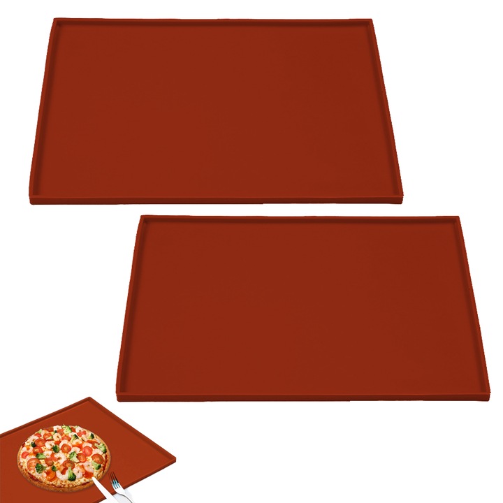 2 db tekercs tálcás készlet, QttvbTna, szilikon, tapadásmentes, hőálló, 27 x 31 cm, piros