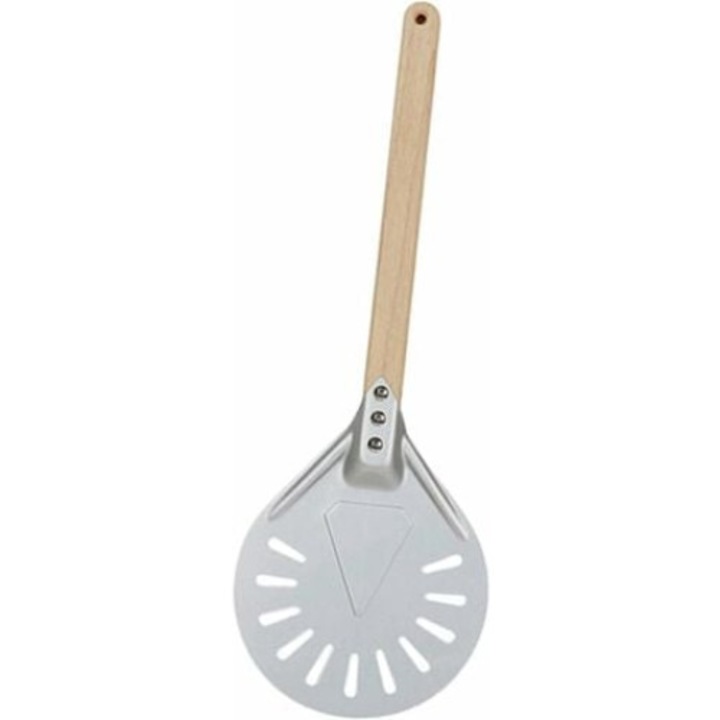 Paleta de pizza QttvbTna, aluminiu, maner detasabil din lemn, colturi rotunjite, 40cm