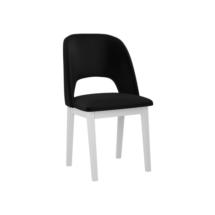 Scaun tapitat Nawki II, MIRJAN24, alb / negru, 48x54x83 cm