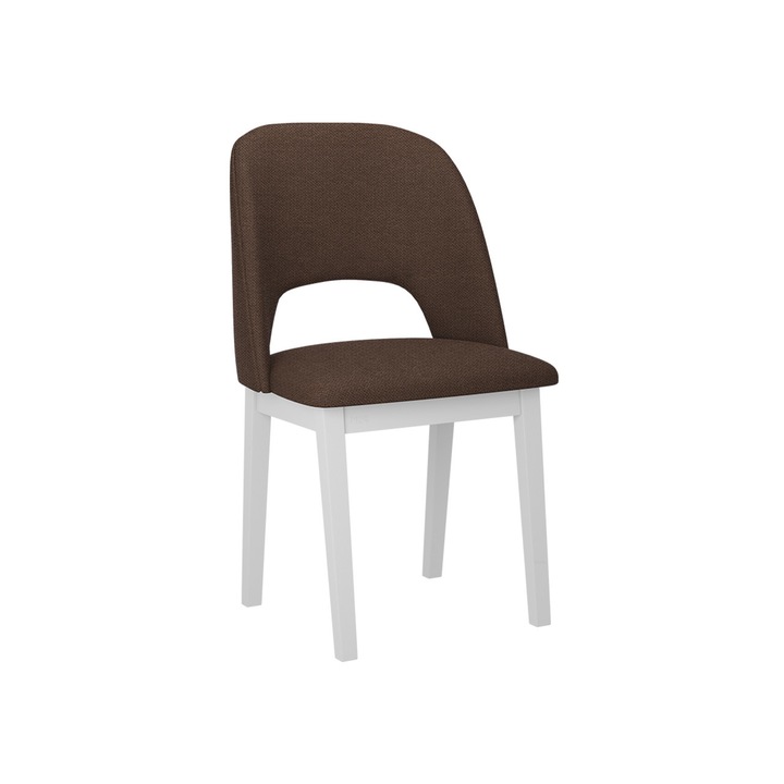 Scaun tapitat Nawki II, MIRJAN24, alb / maro inchis, 48x54x83 cm
