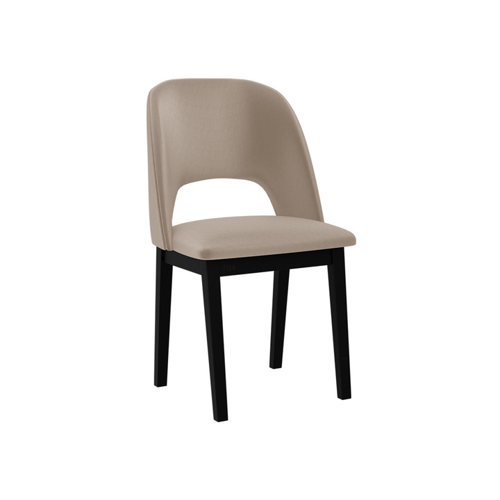 Scaun tapitat Nawki II, MIRJAN24, negru / bej, 48x54x83 cm