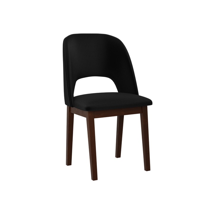 Scaun tapitat Nawki II, MIRJAN24, nuc / negru, 48x54x83 cm