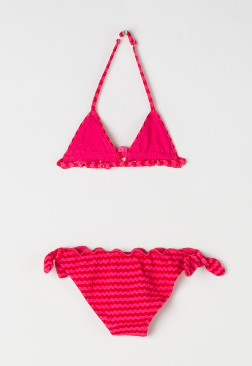 Undercolors of Benetton Sutien de baie triunghiular si slip rosu cu fucsia XXS