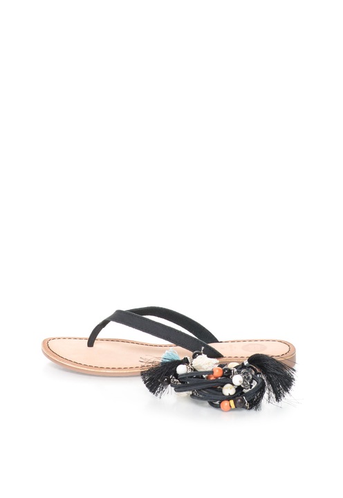 Gioseppo Papuci flip-flop negri de piele cu snururi detasabile Decore 41