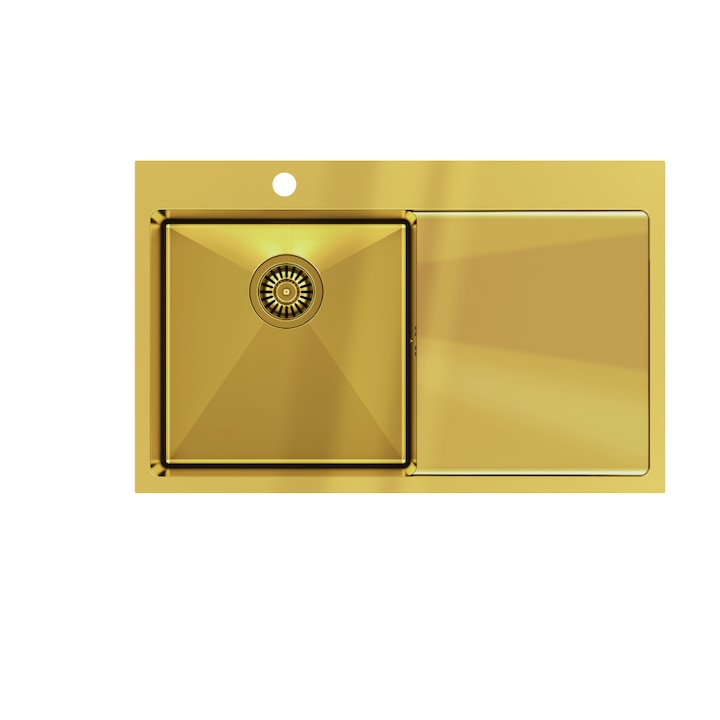 Chiuveta RUSSEL 111 SteelQ PVD auriu cu sifon