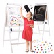 Tabla Educativa XXL cu 2 Fete si Accesorii pentru Copii din Lemn Natural, Magnetica, 43cm x 32cm x 115cm, White