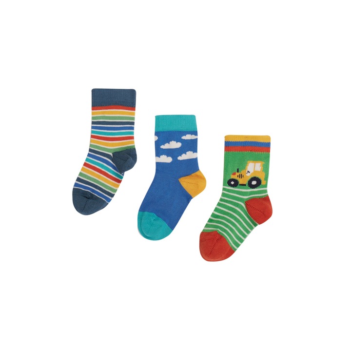 Set sosete, vreme buna (3 perechi), bumbac organic, multicolor, copii, Multicolor