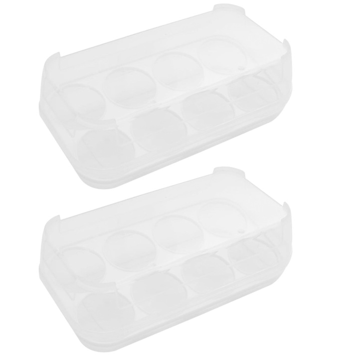 Cutie pentru depozitare 8 oua, recipient frigider, alb