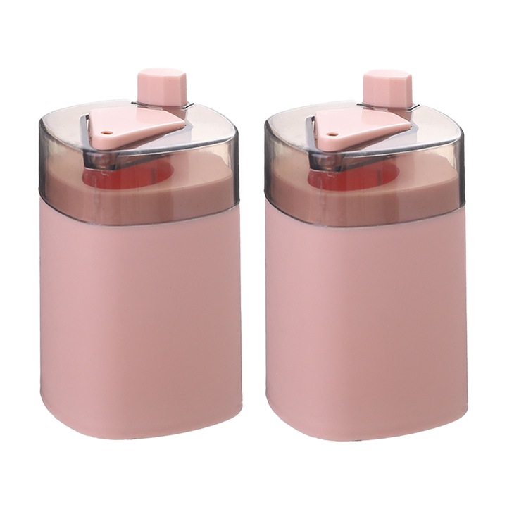 Dozator automat pentru scobitori, capac transparent, roz, 5.5x5.5x9.5cm