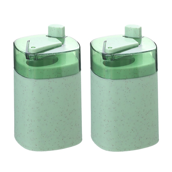 Set 2 dozatoare automate pentru scobitori, 5.5x5.5x9.5cm, verde, polipropilena/ABS